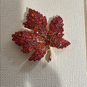Piper K orange leaf glass brooch